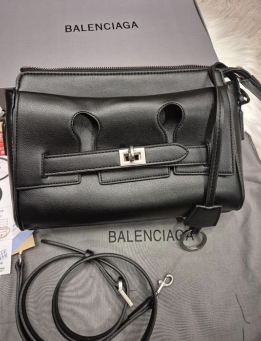 Сумка чорна шкіра 27×20см