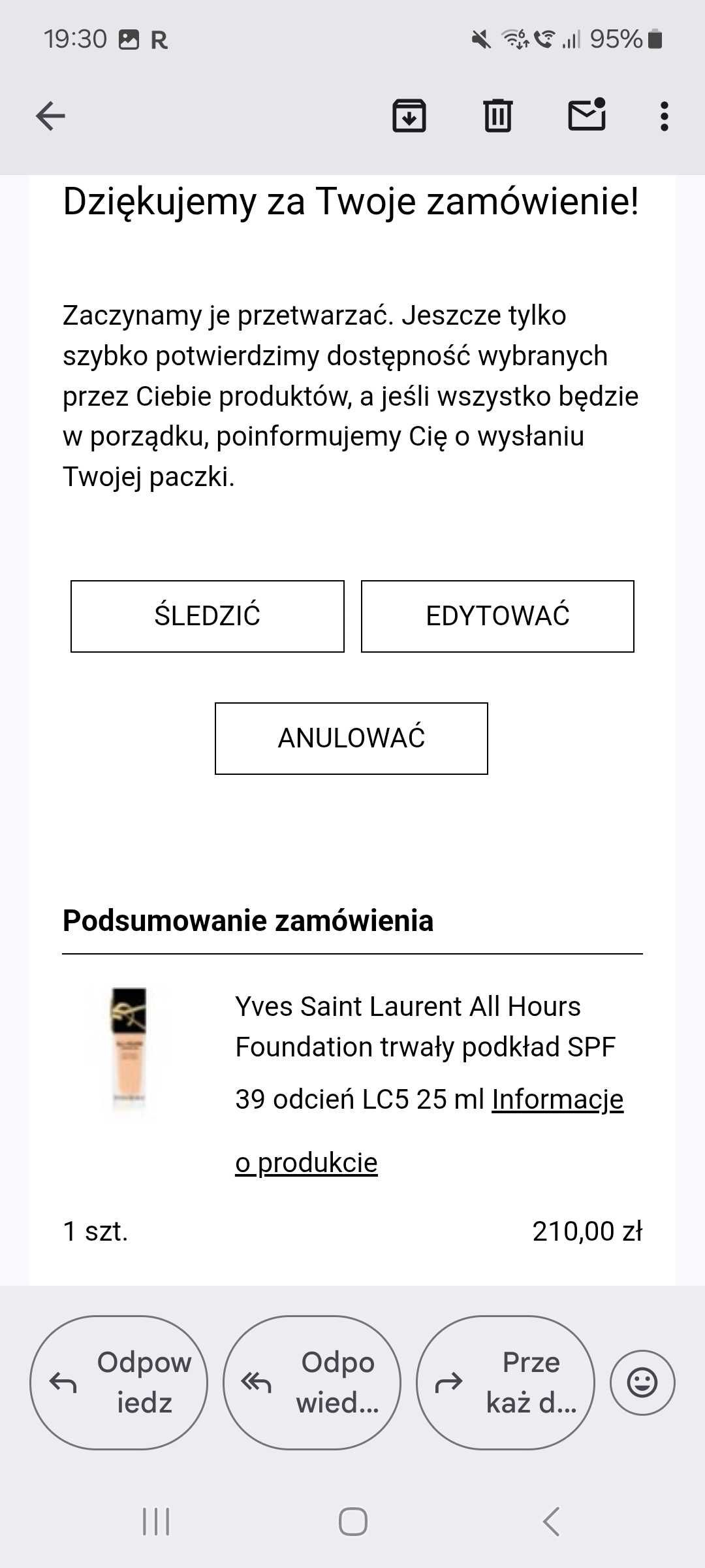 Yves Saint Laurent All Hours Foundation SPF 39, odcień LC5 (40YN00)