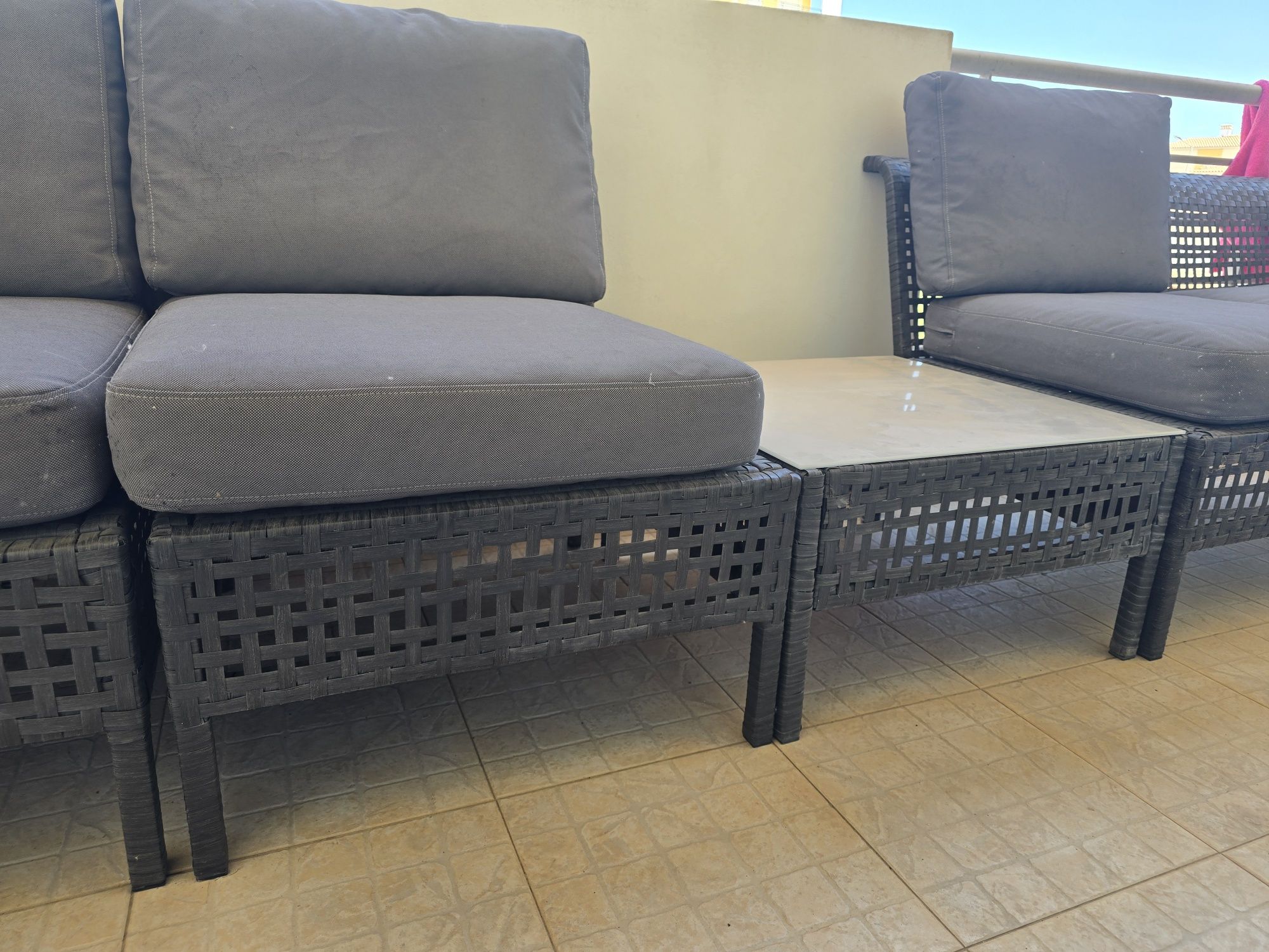 Conjunto sofás exterior + mesa de centro