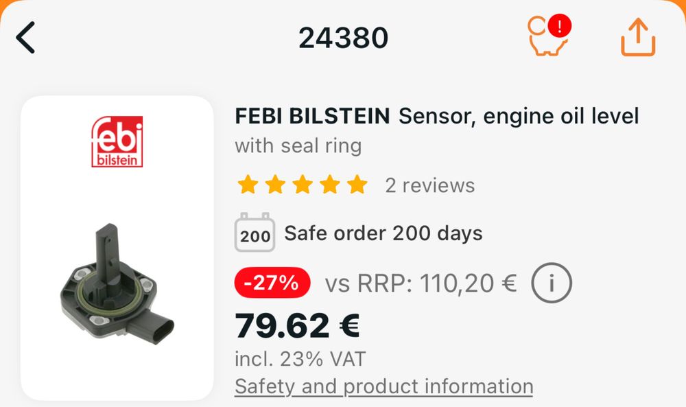 Sensor de oleo (Febi bilstein 24380)