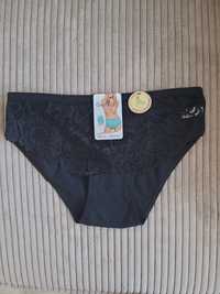 Czarne koronkowe bawełniane nowe majtki figi M 38 koronką sexy XL 42