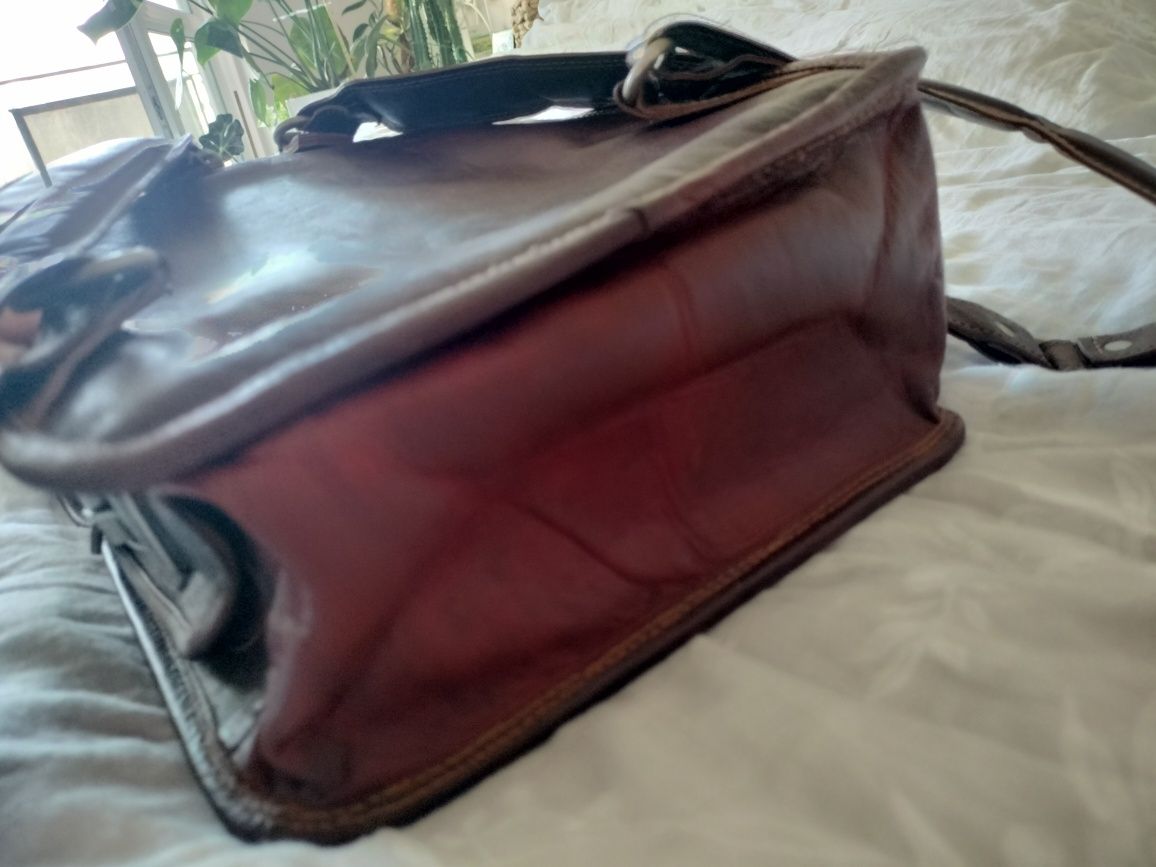 Skórzany plecak skóra gusti leder mahoń brązowy vintage tornister