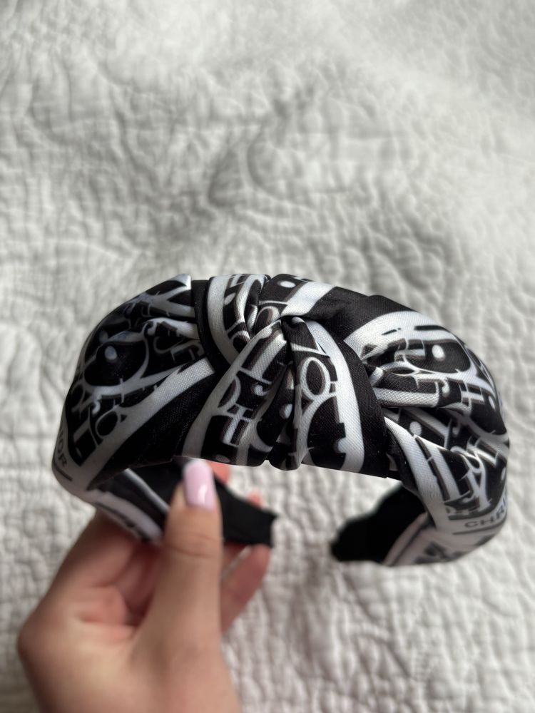 Opaska monogram Dior biało czarna