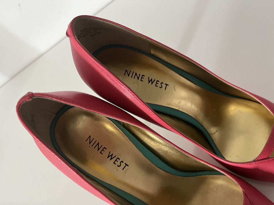 Pięknie szpilki buty lato Nine West jak nowe 6,5 koralowe limonkowe