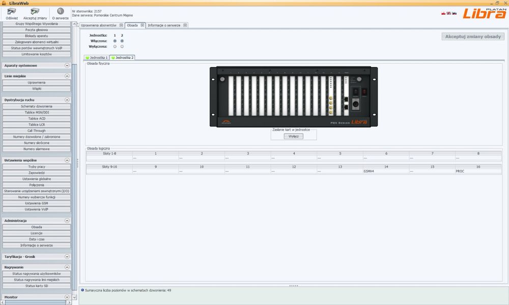 Dwie centrale PBX Server Platan Libra - licencje VOIP - karty GSM!