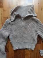 Sweter krótki wełniany damski beżowy S/M