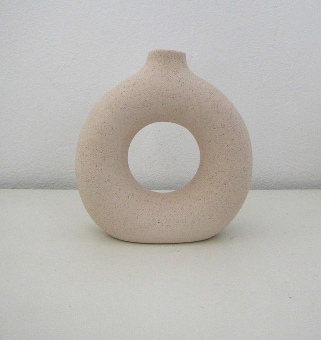 Vaso de cerâmica - 18 cm, cor bege
