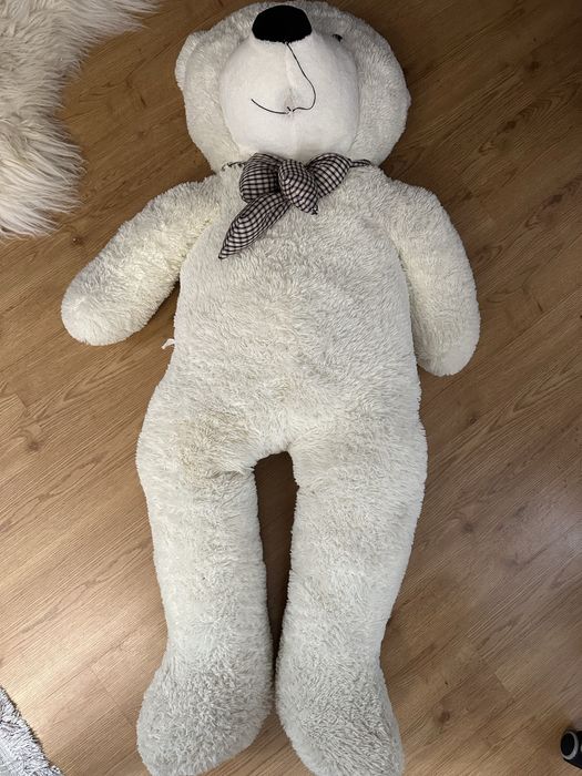 Duży biały miś kokarda