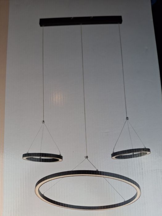Lampa wisząca sufitowa czarna - koła z wbudowanym ściemniac NOWA