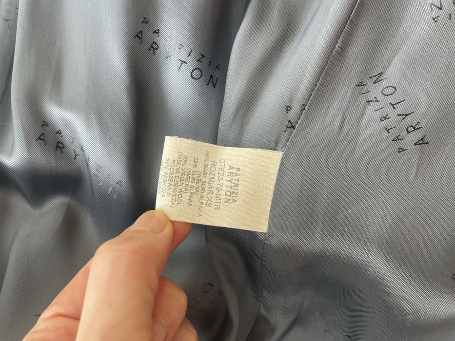 Patrizia Aryton szary płaszcz z wełny suri alpaka