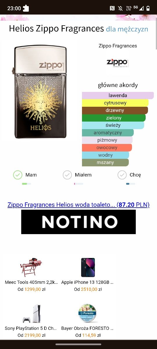 Zippo Helios perfumy