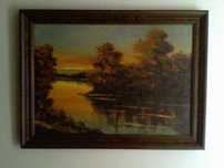 Quadro a óleo Rio Pôr-do-Sol (F. Viana)