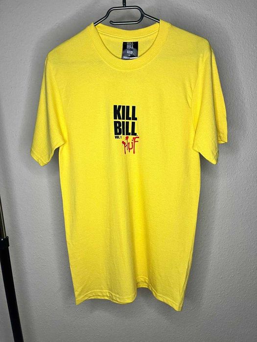 Футболка Жёлтая HUF/KILL BILL с логотипами спереди и сзади
