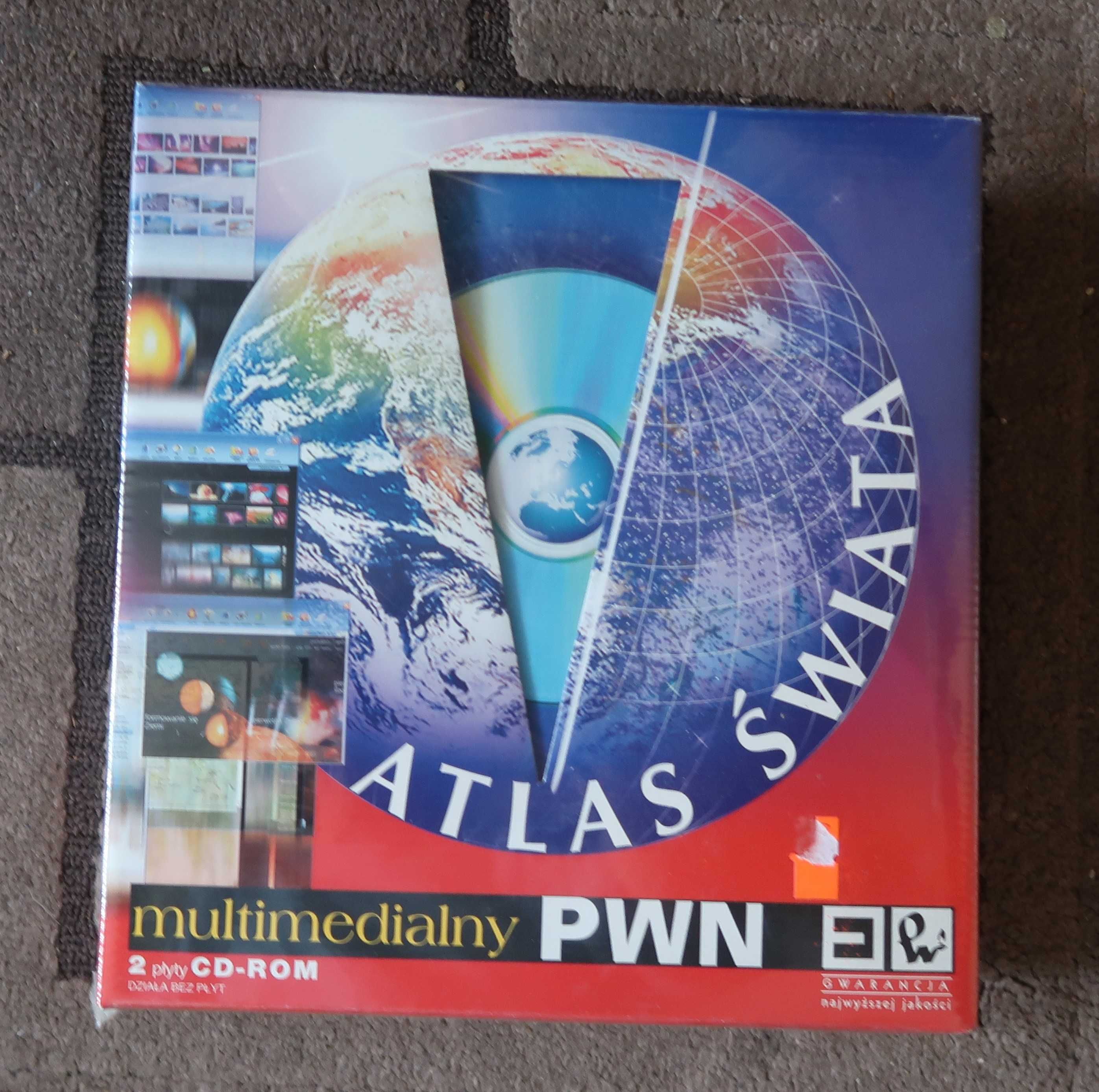atlas świata, multimedialny pwn, 2 płyty cd rom
