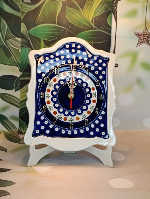 Zegar ceramiczny ścienny wiszący Bolesławiec ceramika Z.C. Bolesławiec