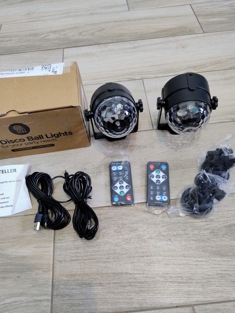 Kula disco projektor LED RGB oświetlenie dyskotekowe z pilotem 2szt.