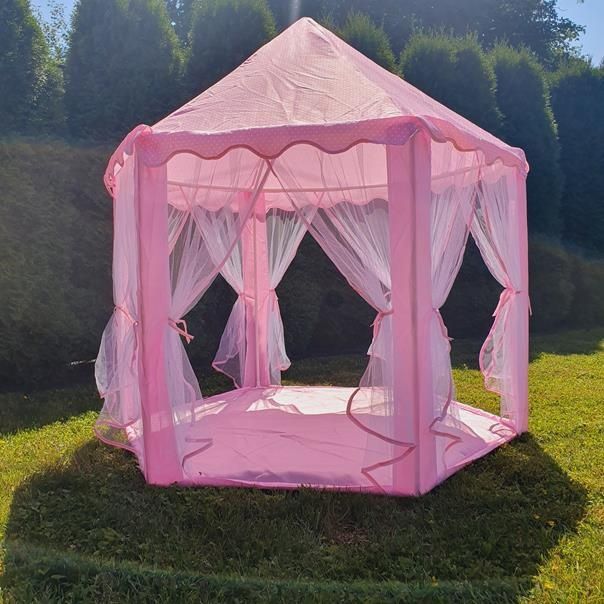 Namiot ogrodowy zamek księżniczki różowy i niebieski