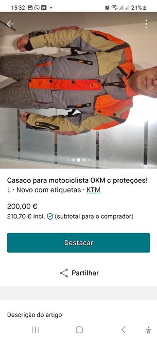 Blusão KTM com proteções NUNCA USADO