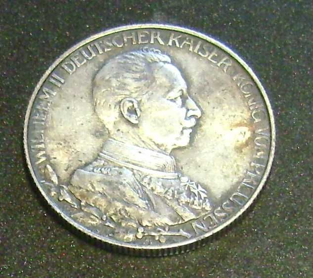 Німецька срібна монета 2 марки 1913 року з Вільгельмом
