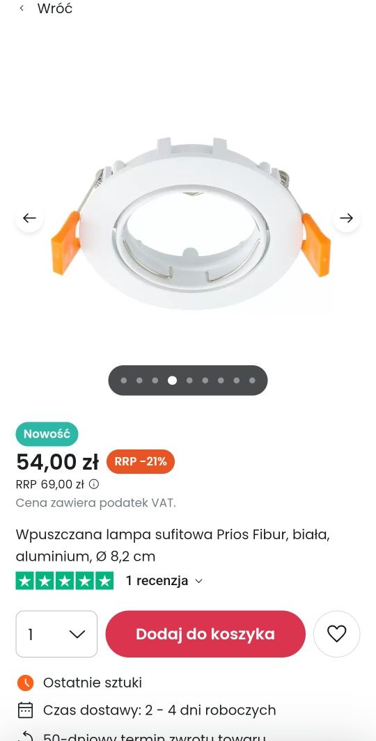 Wpuszczana lampa sufitowa biała 4 sztuki komplet