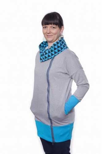 Bluza ciążowa, do noszenia z przodu i tyłu, 4w1 z kołnierzem niebieski