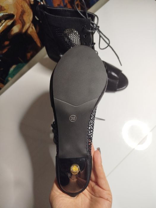 Buty szpilki do tańca high heels 38 czarne wiązane