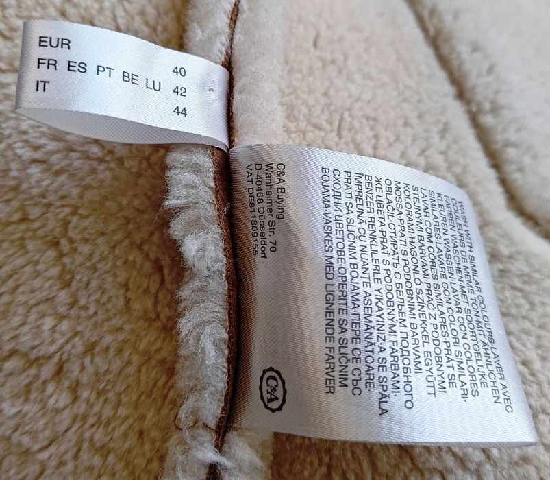 Nowy brązowy kożuch z kapturem C&A rozmiar 40