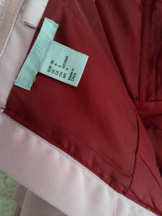 Baskinka H&M elegancka sukienka pudrowy róż wesele S 36