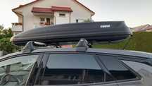 Box dachowy Thule Pacific 700, uchwyty na rowery - wynajem