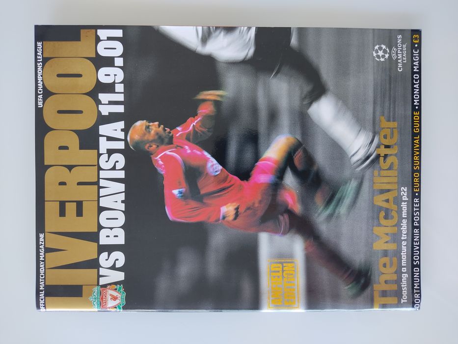 Programa do Liverpool Boavista liga dos campeões 2001 e 2002