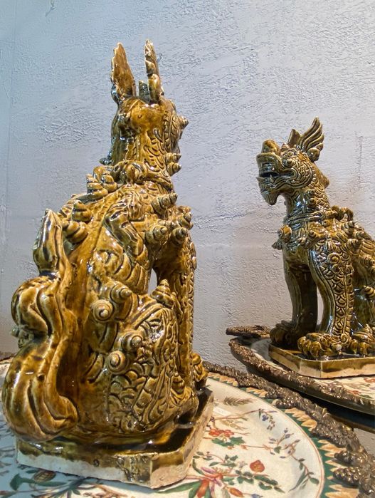 Lwy Foo figury ceramiczne Chinski talizmam dobrobytu