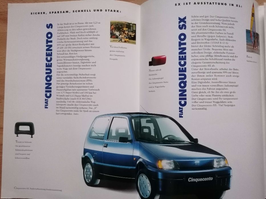 Prospekt Fiat Cinquecento S SX Suite oraz Sporting