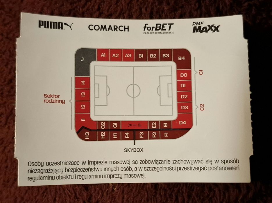 Pamiątkowy bilet z meczu Cracovia - Raków Częstochowa