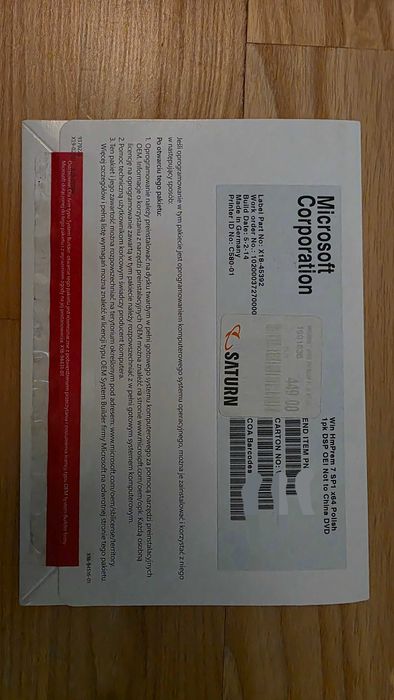 Windows 7 Home Premium SP1 x64 BOX DVD certyfikat