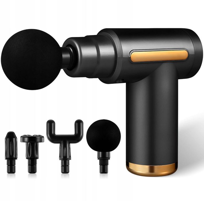 Masażer  ciała pistolet  do masażu GUN + 4 końcowki + Akumulator USB