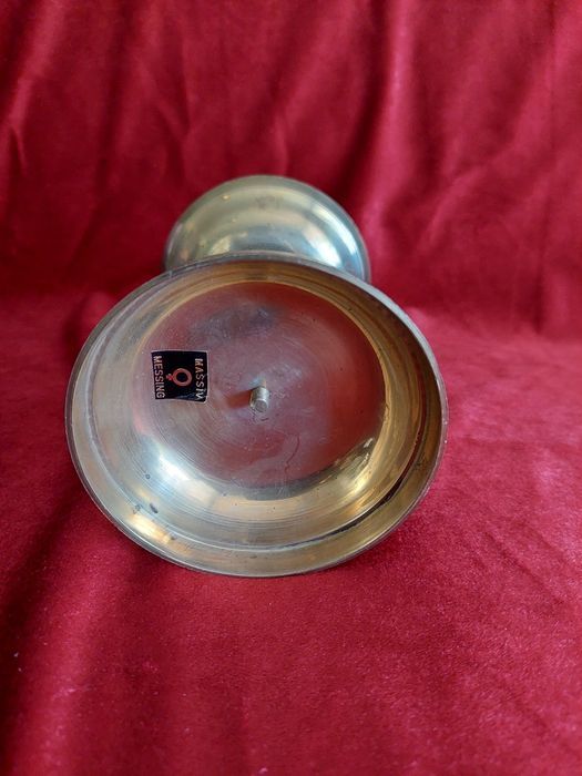 Świecznik mosiężno-drewniany