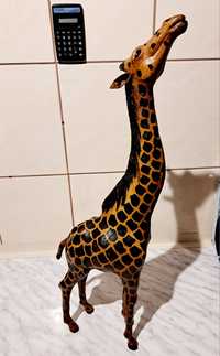 Żyrafa, piękna figura ze skóry, wysokość 54cm, orientalna ozdoba