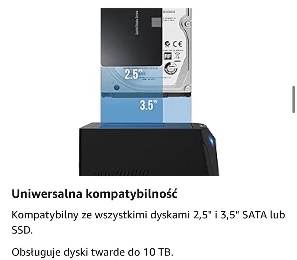 2 Bay USB A Stacja dokująca do dysków twardych (2’5” i 3’5”)
