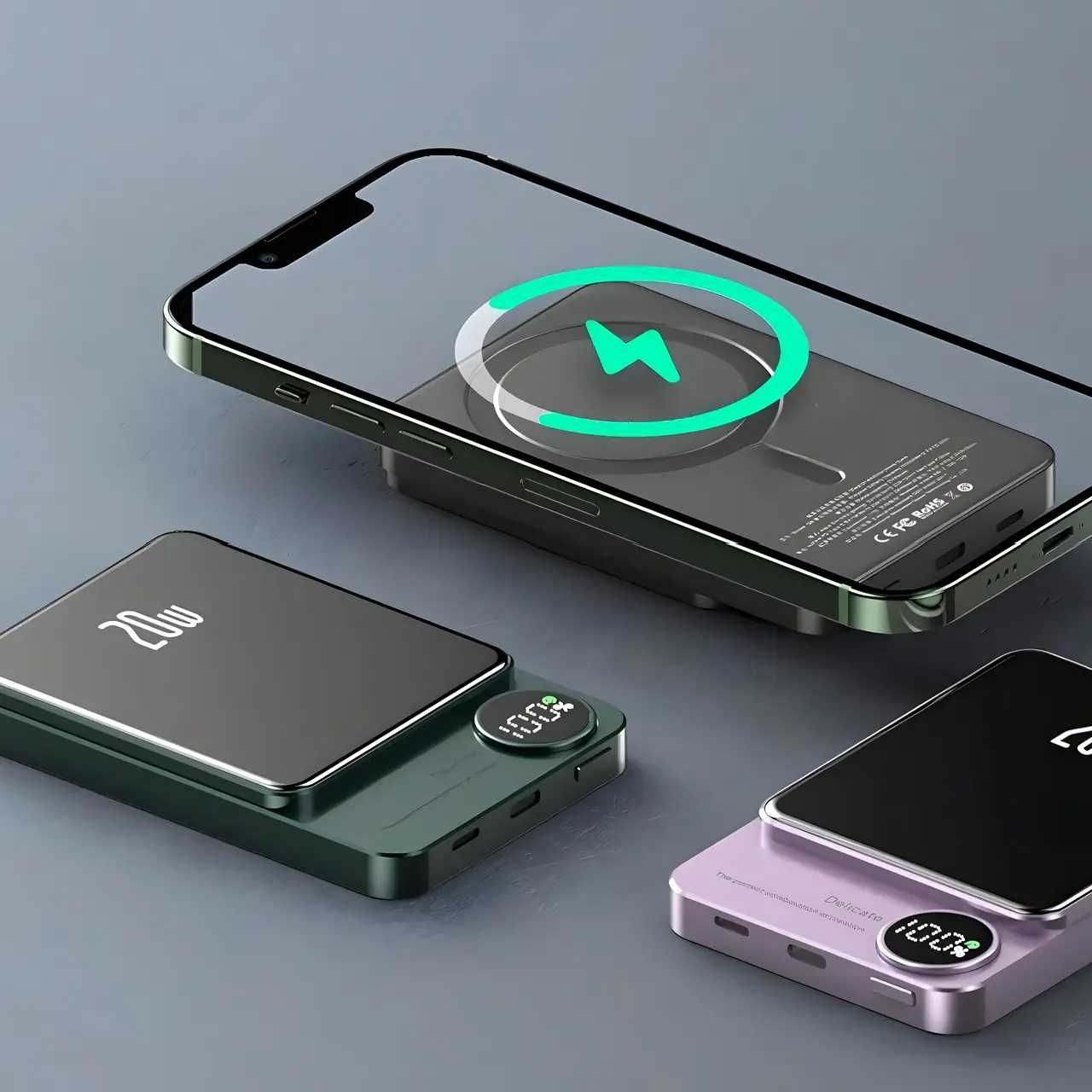Магнитная беспроводная зарядка, PowerBank Q9 10000mAh  MagSafe