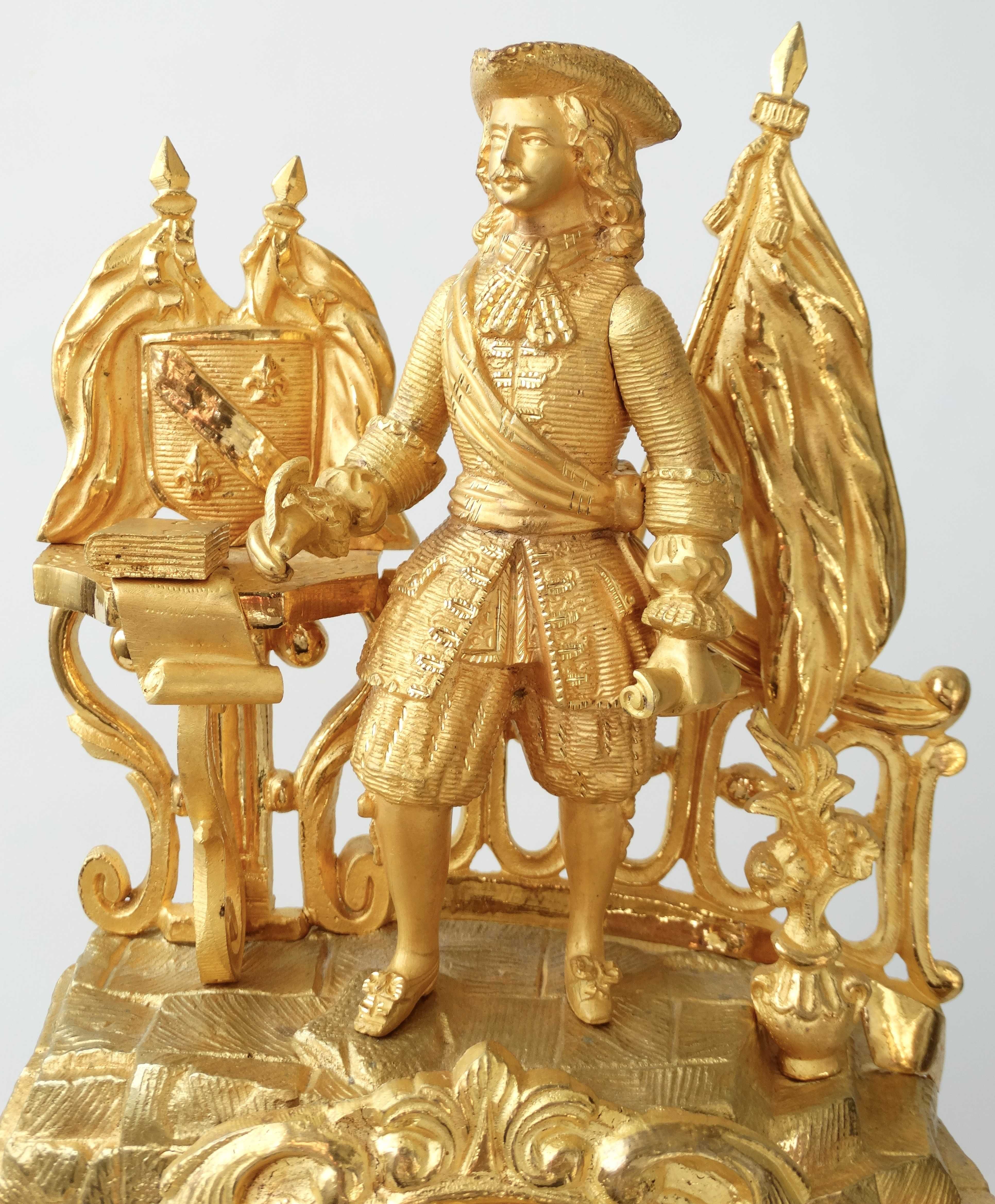 Камінний бронзовий годинник з королем Людовіком XIV каминные часы