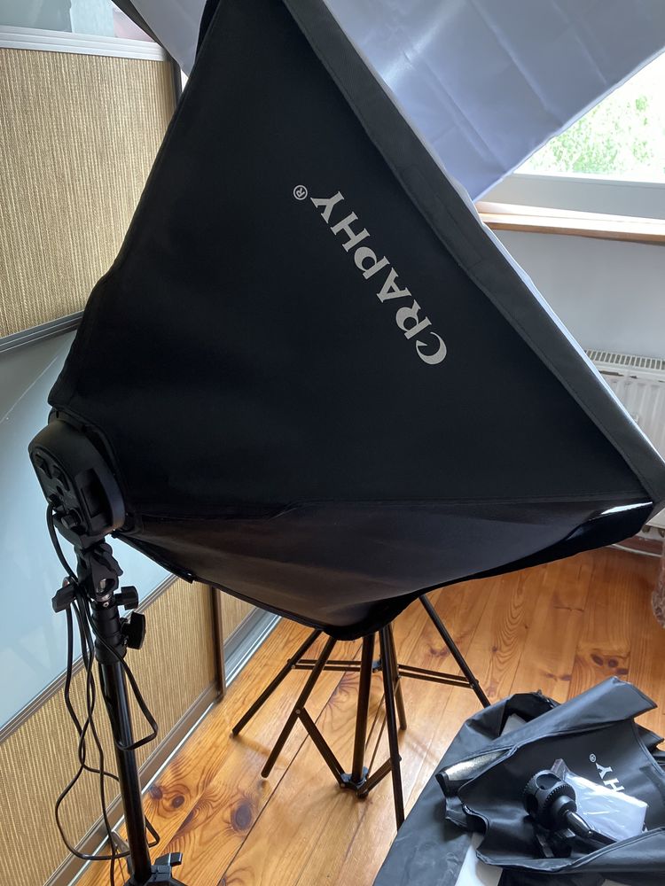 3 lampy studyjne softbox zestaw światło ciągłe