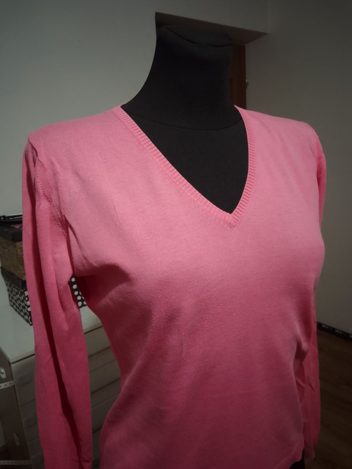 Allude różowy sweter bluzka damska S 100% bawełna