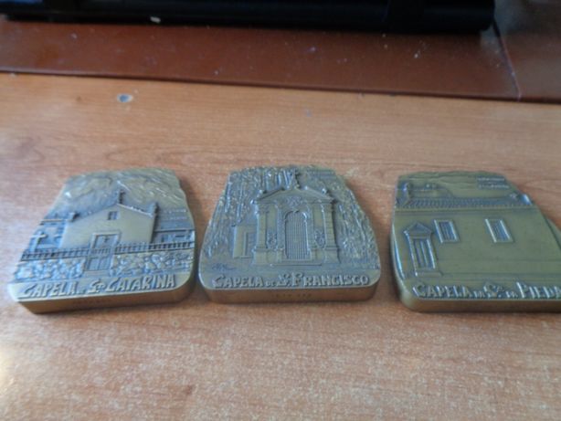 3 medalhas de bronze capelas de matosinhos leça da palmeira 8cm