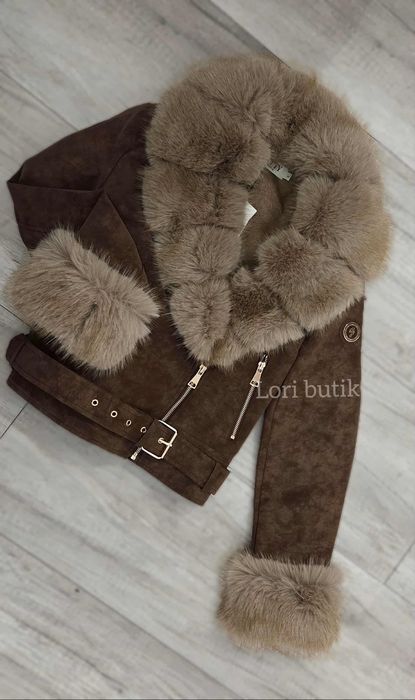 Ramoneska zamszowa nowosc futerko lis jenot softy