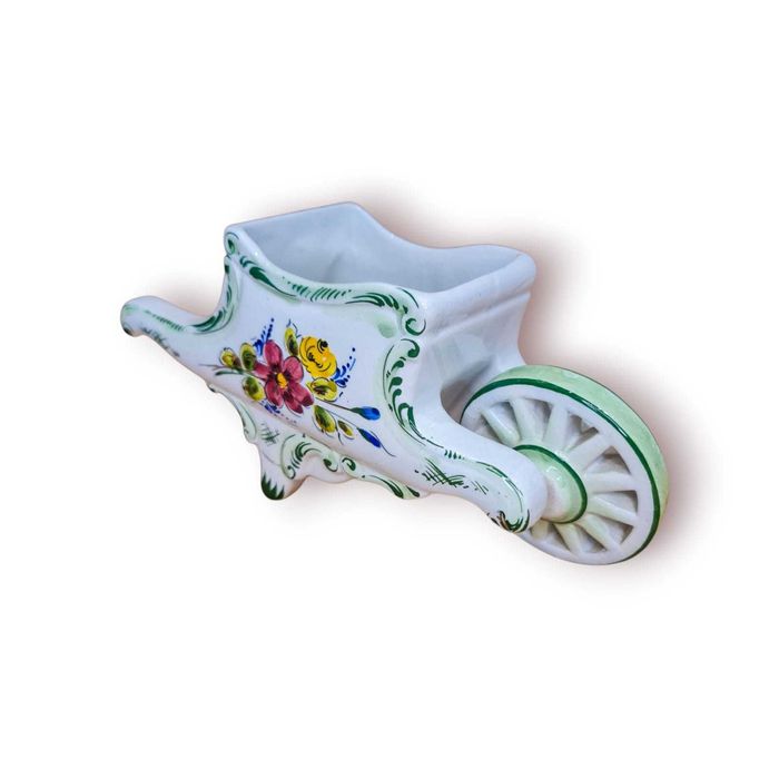 Carro Mão Decorativo Faiança Portuguesa – Ferreiras (Pintado à Mão)