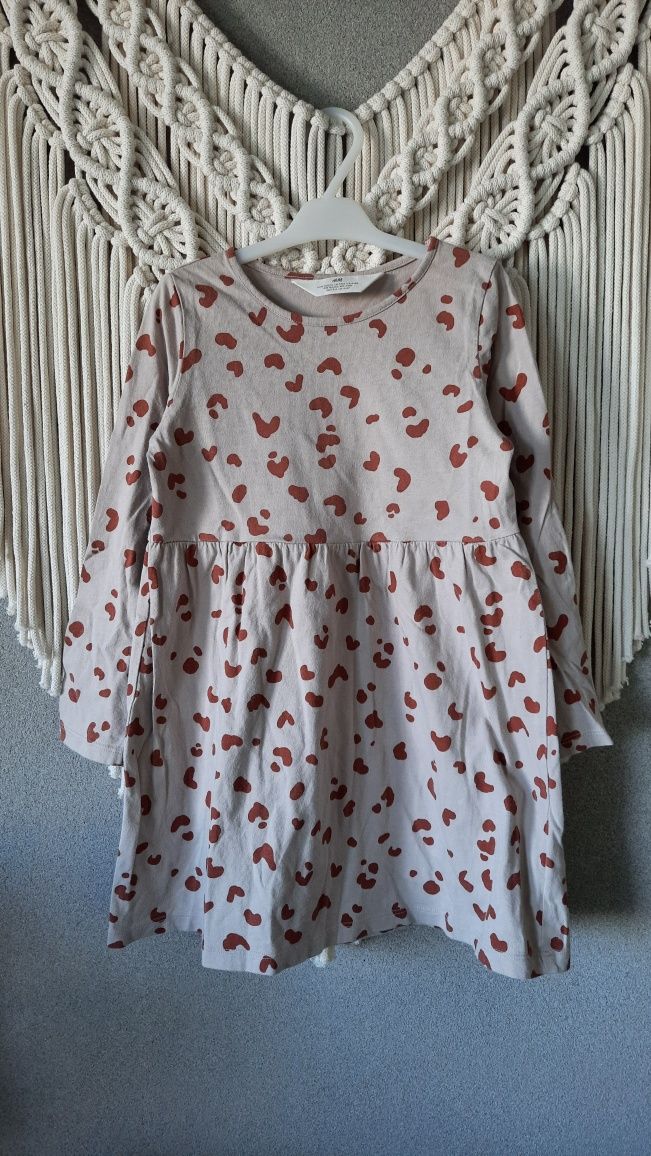 H&M beżowa sukienka w centki R 104 panterka