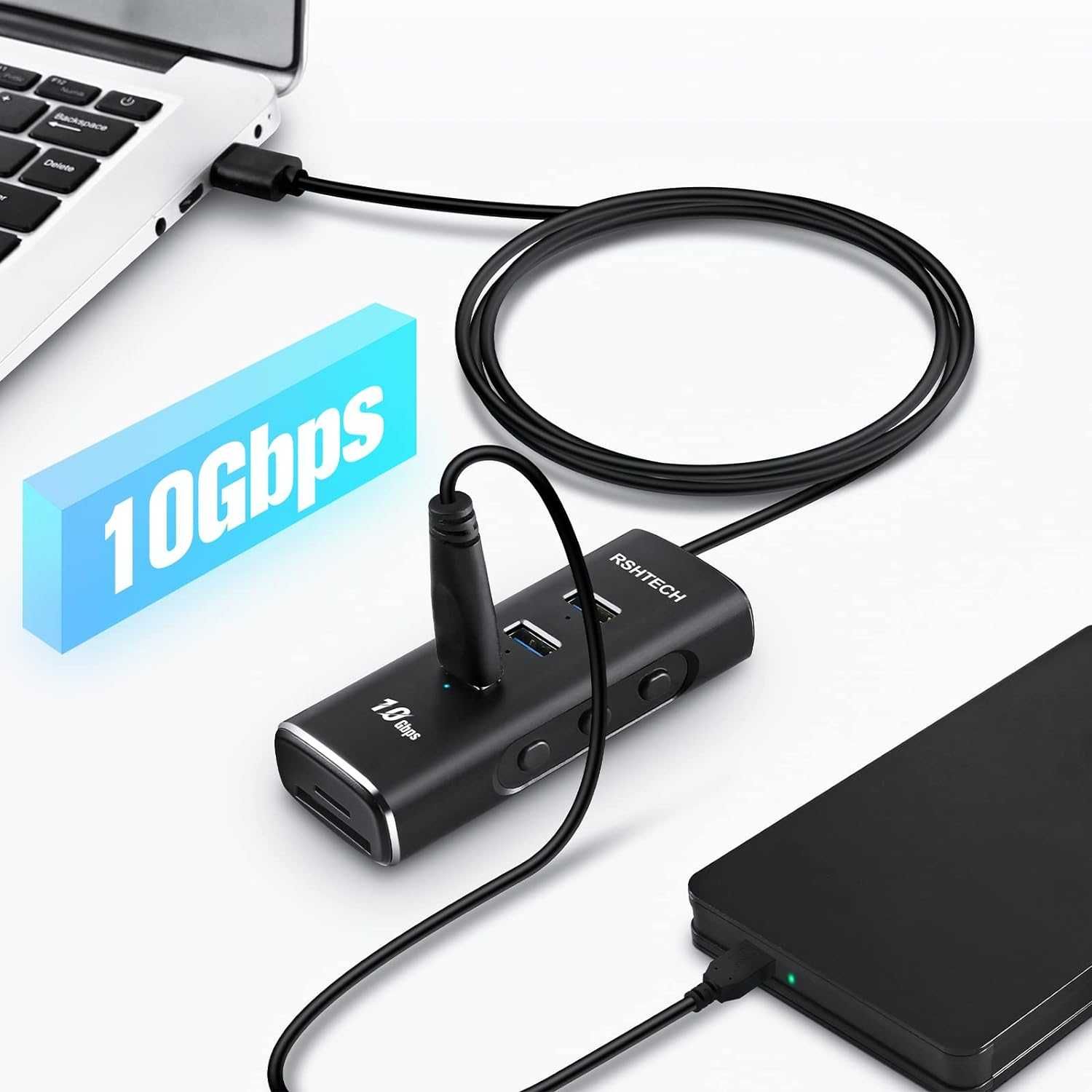 USB C Hub aluminiowy 5 w 1 typ C do USB 3.1/3.2  czytnik kart SD/TF