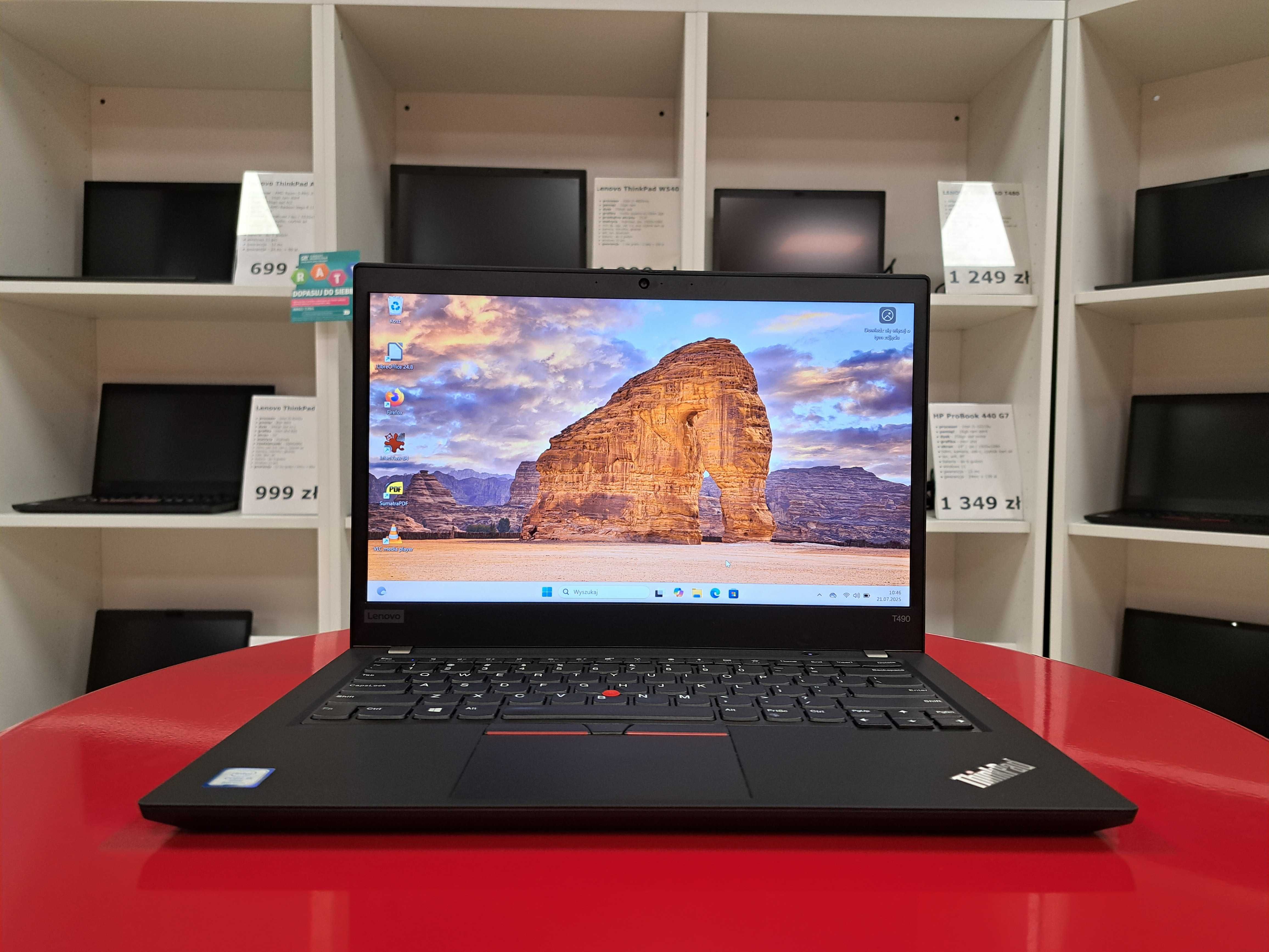 A-Klasa Laptop 14" Lenovo ThinkPad T490 i5-8gen 16GB 256SSD FHD Win11
