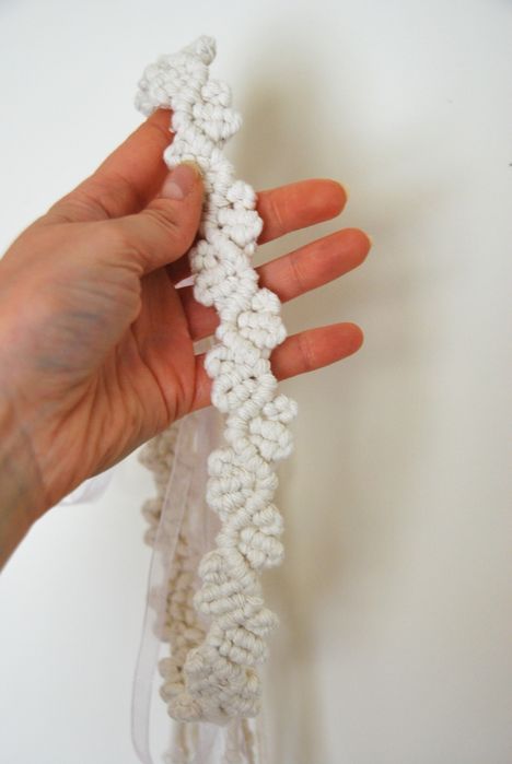 Makramowy wianek na głowę | Biały wianek rozmiar uniwersalny