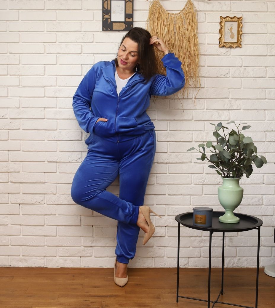 Polski komplet, dres welurowy na suwak plus size różne rozmiary